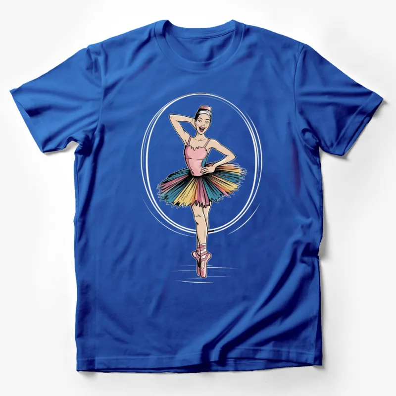 Colorful Ballerina Tutu Ballet Dancer T-Shirt, Women's Artistic Graphic Tee, Dance Lover Gift Idea, Casual Fashion Top Male T-Shirt