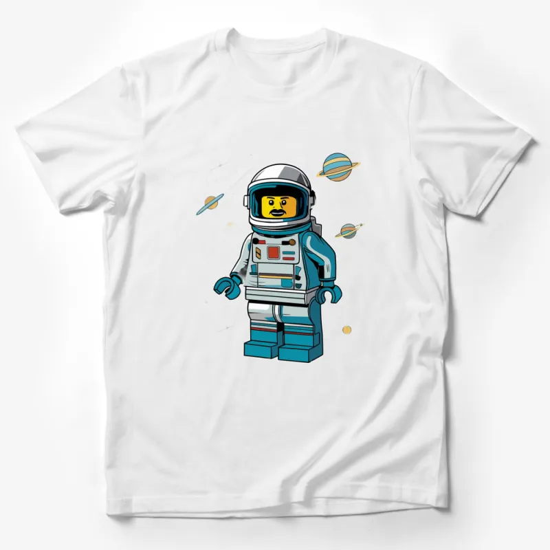 Kids Space Astronaut T-Shirt, Cartoon Lego Man Design, Colorful Outer Space Tee for Children Male T-Shirt