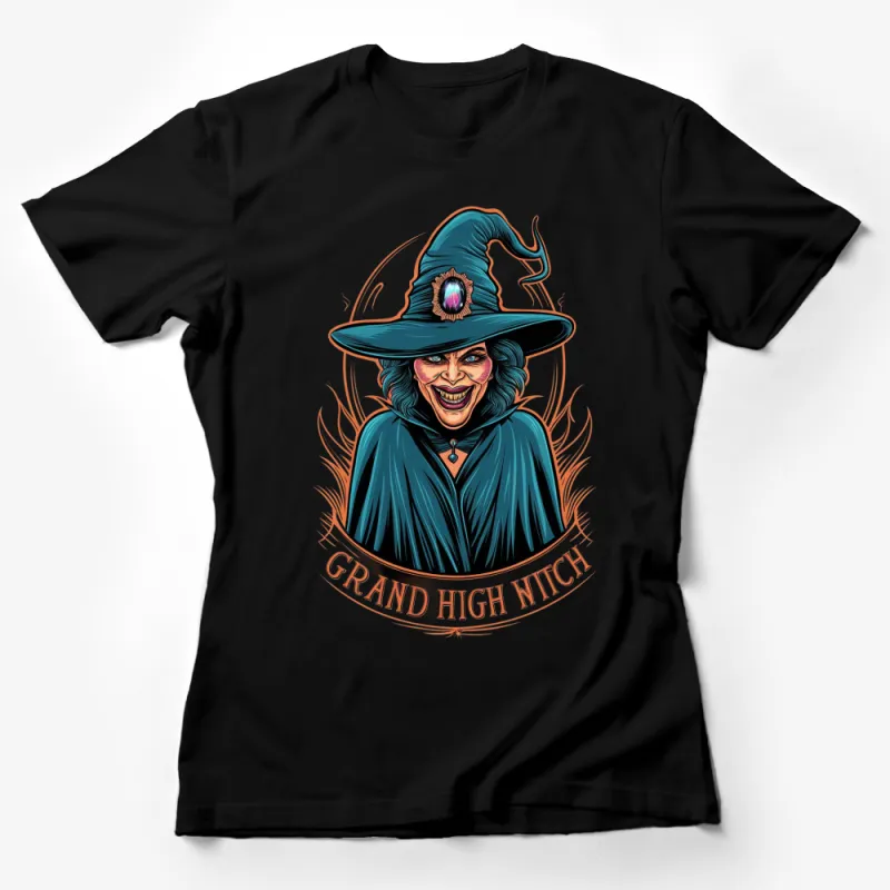 Grand High Witch Graphic T-Shirt, Vintage Witch Design, Halloween Spooky Tee, Fantasy Horror Apparel Female T-Shirt