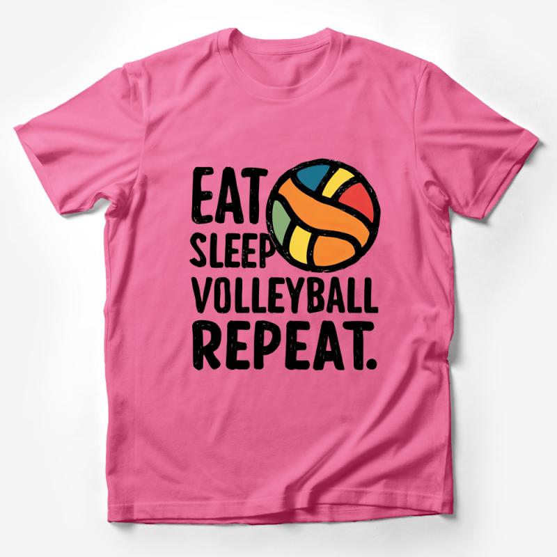 Eat Sleep Volleyball Repeat Shirt, Fun Volleyball Lover Tee, Casual Sports Graphic T-Shirt, Athlete Gift Idea, Unisex Apparel Male T-Shirt