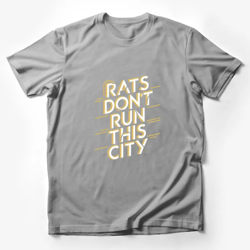 Urban Streetwear T-Shirt Rats Don't Run This City Typography in Gold Male T-Shirt