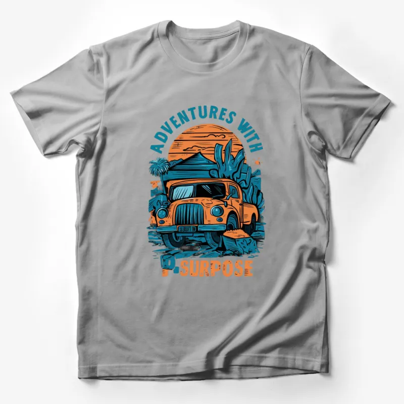 Vintage Adventure Van Graphic T-Shirt, Retro Travel Tees, Men's and Women's Summer Beachwear Casual Wear Male T-Shirt