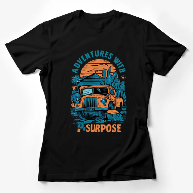 Vintage Adventure Van Graphic T-Shirt, Retro Travel Tees, Men's and Women's Summer Beachwear Casual Wear Female T-Shirt