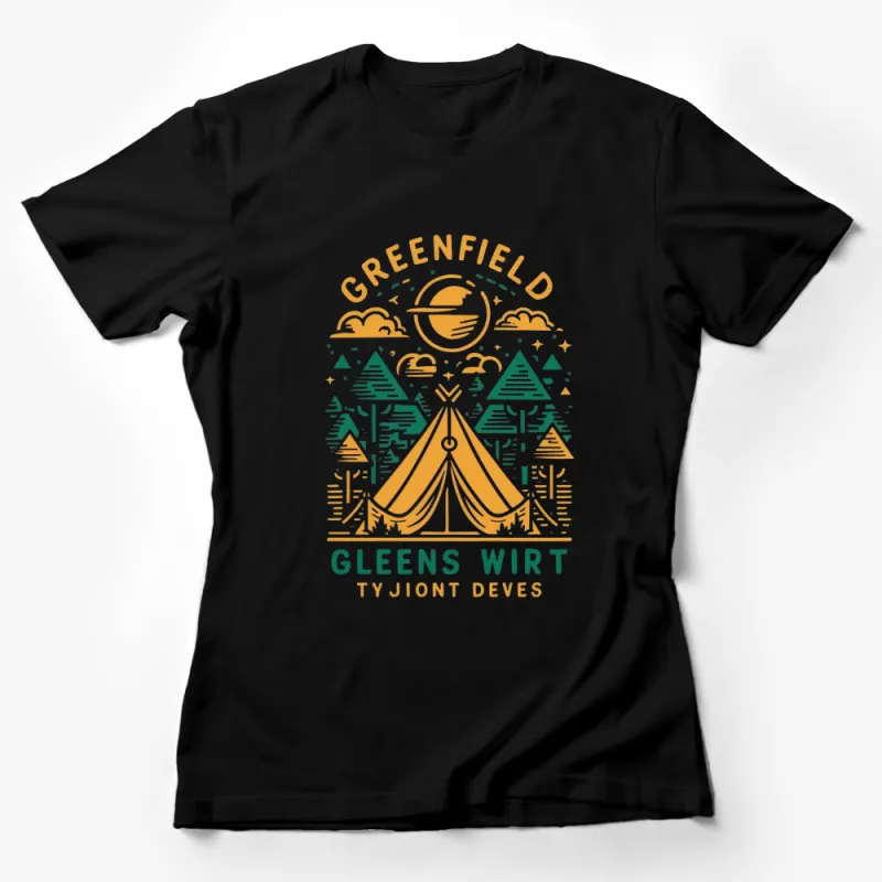 Greenfield Camping T-Shirt, Outdoor Adventure Graphic Tee, Unisex Nature Lover Shirt Female T-Shirt