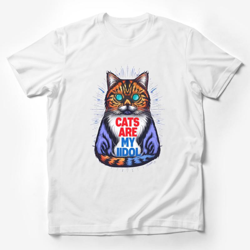 Cat Lover Graphic Tee, Cats Are My Idol T-Shirt, Unisex Funny Cat Shirt, Pet Owner Gift, Animal Lover Top, Casual Wear Male T-Shirt