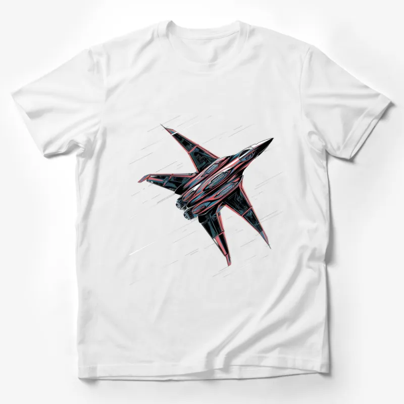 Futuristic Jet Fighter Graphic T-Shirt, Cool Spacecraft Design, Unisex Tee Male T-Shirt