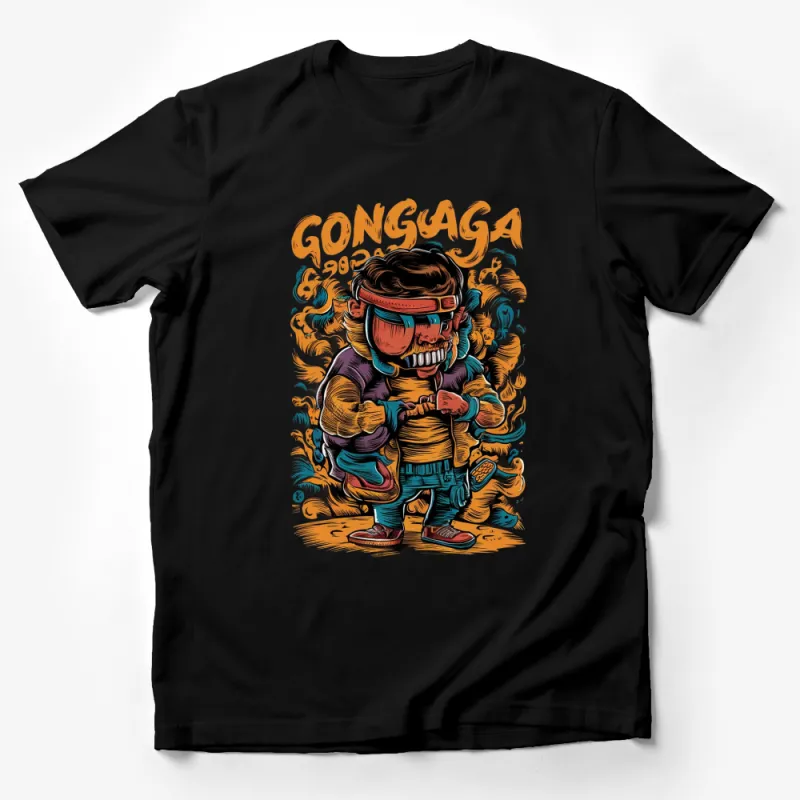 Vintage Gongaga 2099 Retro Character T-Shirt, Bold Graphic Streetwear, Unique Illustration Urban Style Tee Male T-Shirt