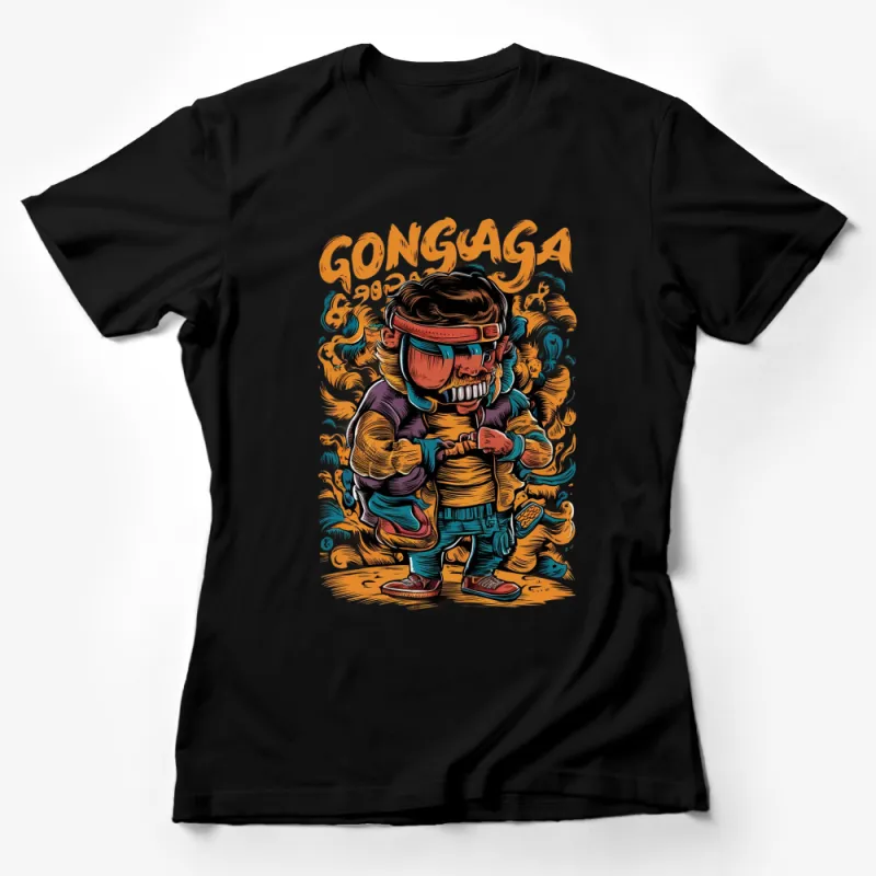 Vintage Gongaga 2099 Retro Character T-Shirt, Bold Graphic Streetwear, Unique Illustration Urban Style Tee Female T-Shirt