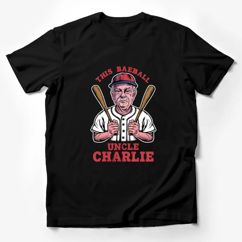 Vintage Baseball Uncle Charlie T-Shirt, Retro Sports Fan Tee, Gift for Baseball Lovers, Unique Graphic Shirt Design Male T-Shirt