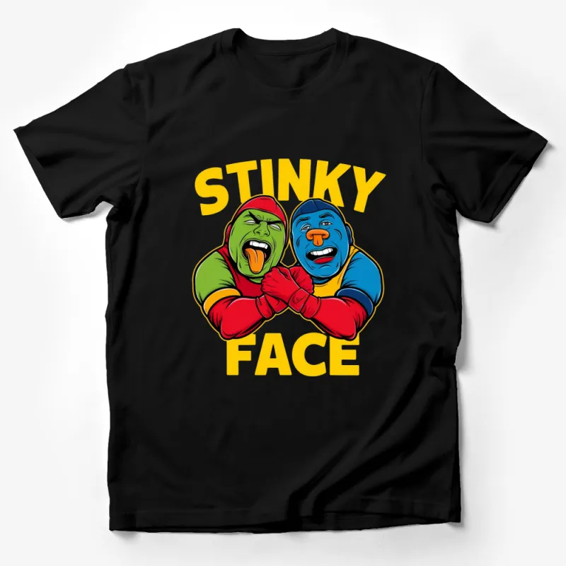 Stinky Face Funny Wrestlers T-Shirt, Colorful Cartoon Graphic Tee, Unique Wrestling Fan Gift Idea Male T-Shirt