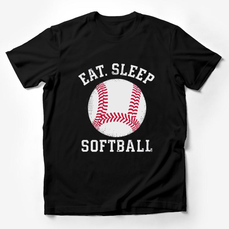 Eat Sleep Softball Repeat T-Shirt, Unisex Baseball Graphic Tee, Casual Sports Fan Apparel, Athletic Lifestyle Shirt Male T-Shirt