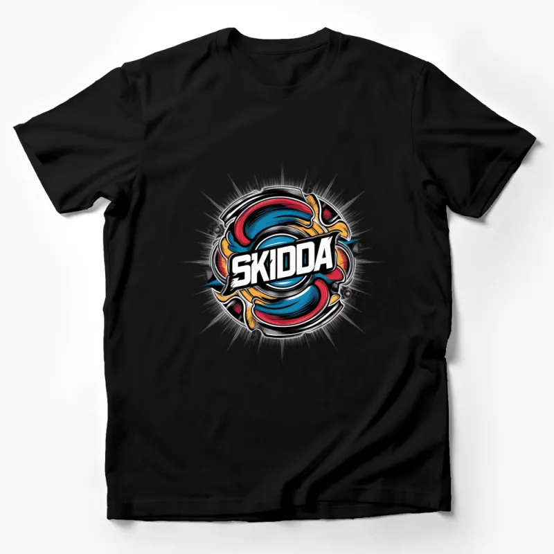 Colorful Skidda Graphic T-Shirt, Bold Comic Style Print, Unisex Casual Wear Male T-Shirt