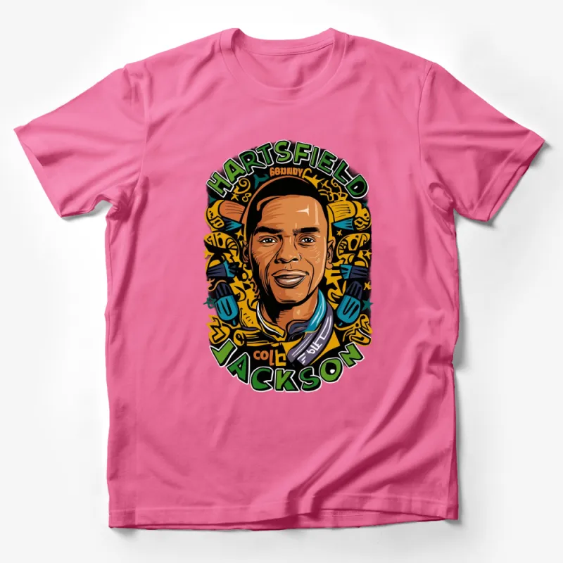 Vibrant Pop Art Style T-Shirt, Colorful Illustration, Hartsfield Jackson Inspired Design, Unique Graphic Tee Male T-Shirt