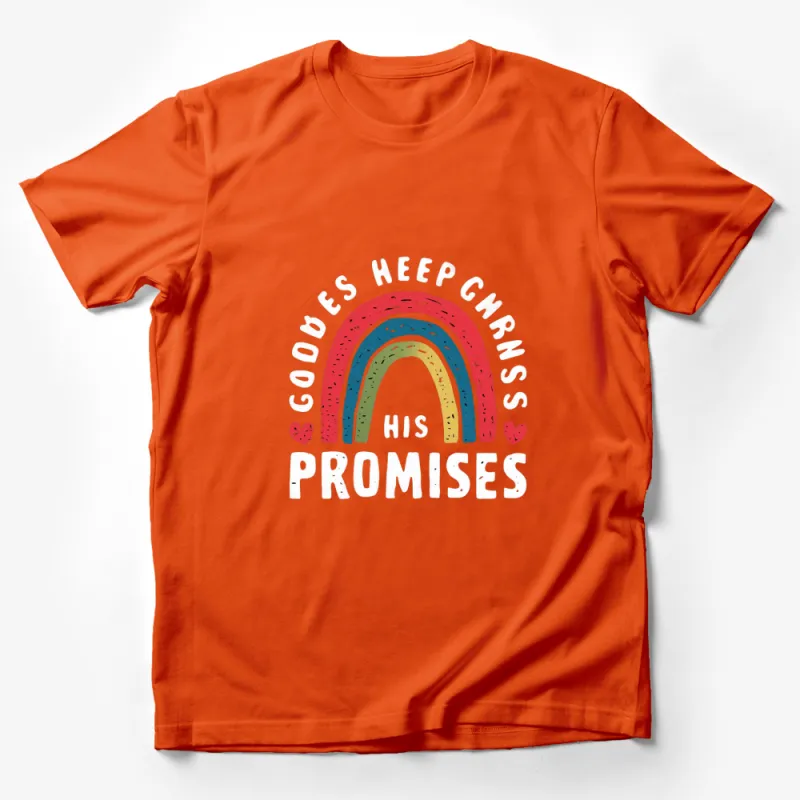 Rainbow Graphic T-Shirt, Goodness Keeps Promises Motivational Quote, Colorful Inspirational Tee Male T-Shirt