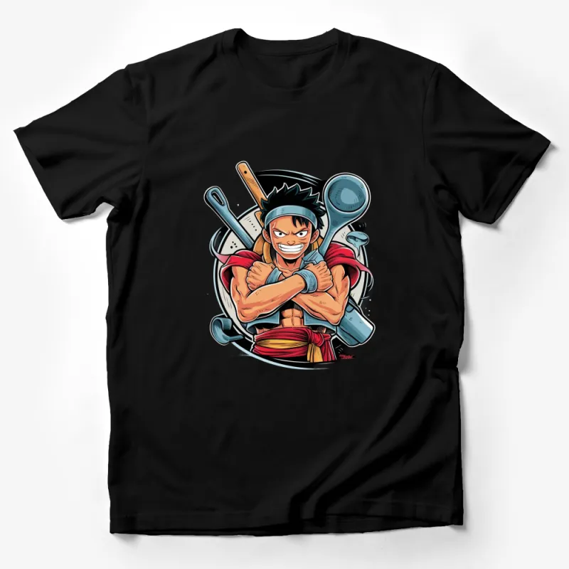 Anime Chef T-Shirt, Fun Cooking Manga Character, Kitchen Tools Tee, Men Women Apparel, Casual Wear Male T-Shirt