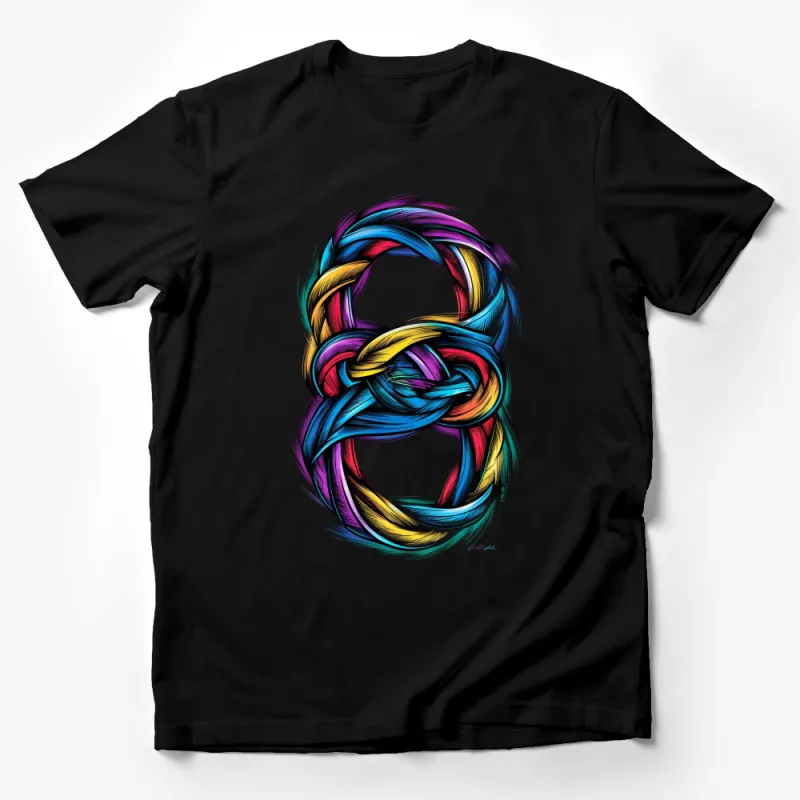 Colorful Interlocking Rings Graphic T-Shirt, Unique Abstract Art Tee, Artistic Casual Apparel for All Ages Male T-Shirt