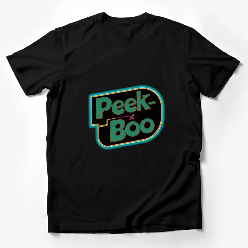 Colorful Peek-A-Boo Text Graphic T-Shirt, Unisex Casual Wear, Fun Quote Tee, Gift Idea Male T-Shirt