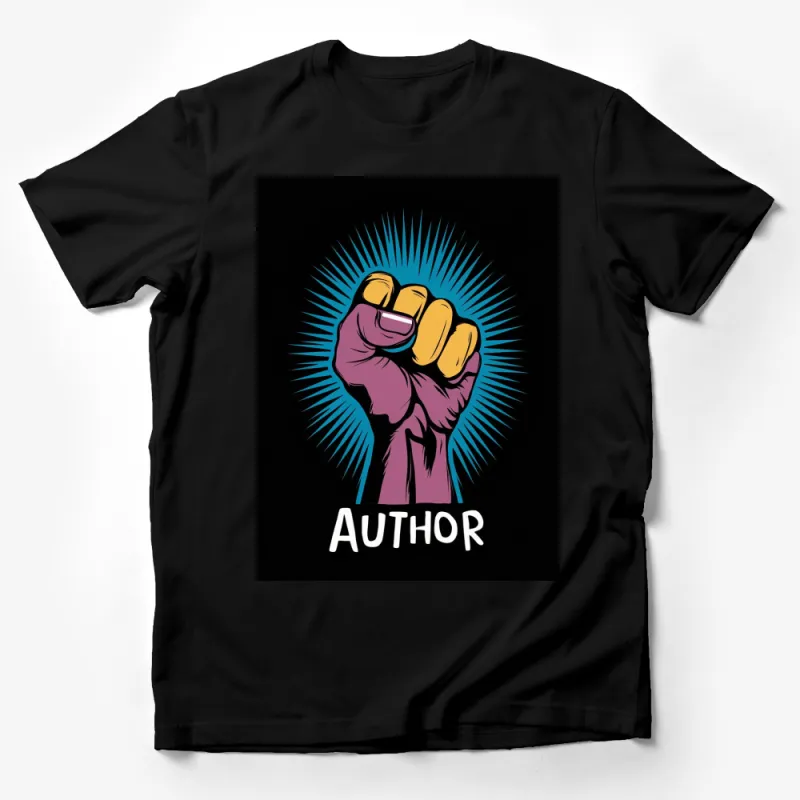 Author Power Fist Graphic T-Shirt, Bold Writer Inspired Design, Motivational Author Apparel, Creative Writing Gift Male T-Shirt