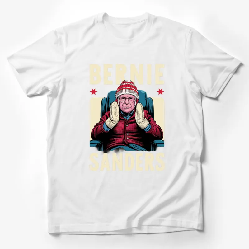 Bernie Sanders Mittens Meme T-Shirt, Funny Political Pop Art Tee, Unisex Graphic Shirt Male T-Shirt