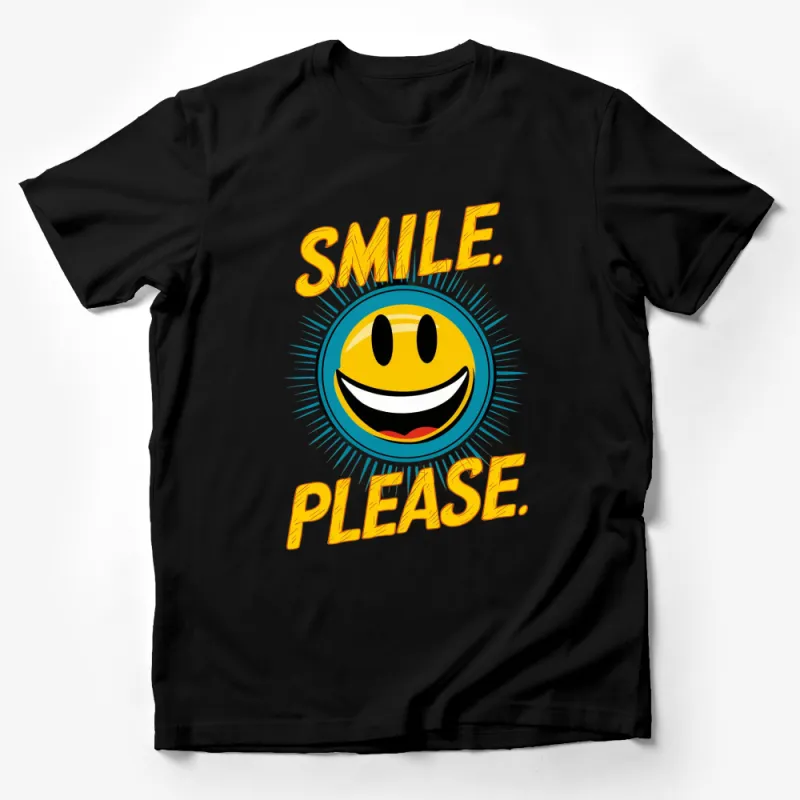 Smile Please Yellow Smiley Face T-Shirt, Graphic Tee, Happy Face Shirt, Positive Vibes Apparel Male T-Shirt