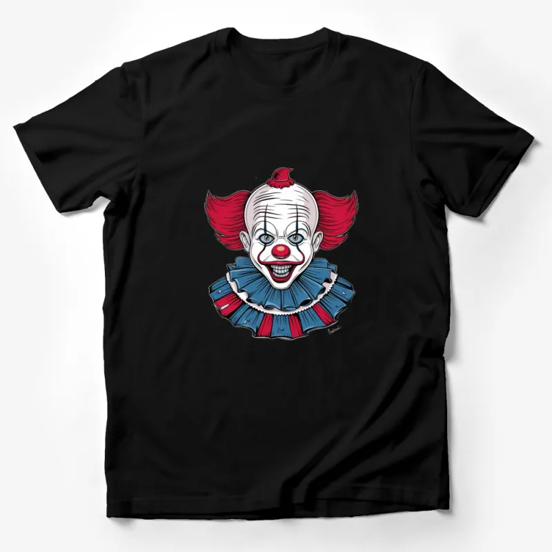 Creepy Clown T-Shirt, Scary Circus Theme Graphic Tee, Unisex Horror Clown Shirt for Halloween Parties Male T-Shirt