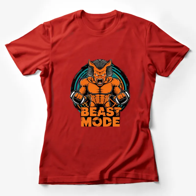 Beast Mode Gym T-Shirt, Orange Black Fitness Shirt, Motivational Workout Tee, Bodybuilding Apparel, Men's Gym Wear Female T-Shirt