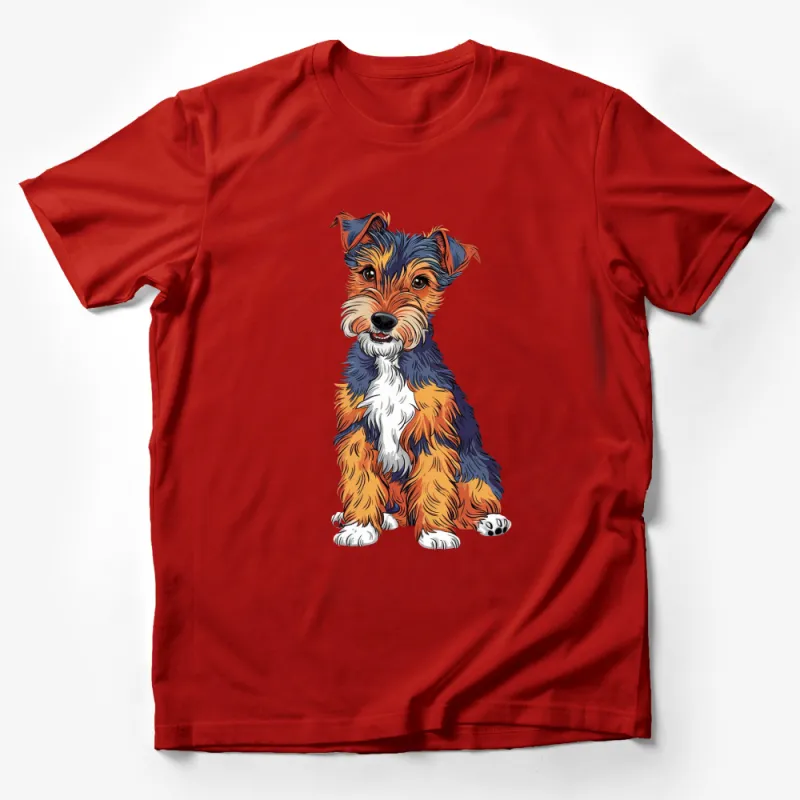 Cute Colorful Yorkshire Terrier Dog Graphic T-Shirt, Pet Lovers Tee, Gift for Dog Owners, Animal Illustration Shirt Male T-Shirt