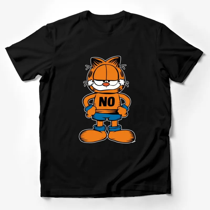 Funny Orange Cat Cartoon T-Shirt, Cool No Text Graphic Tee, Unisex Clothing Male T-Shirt