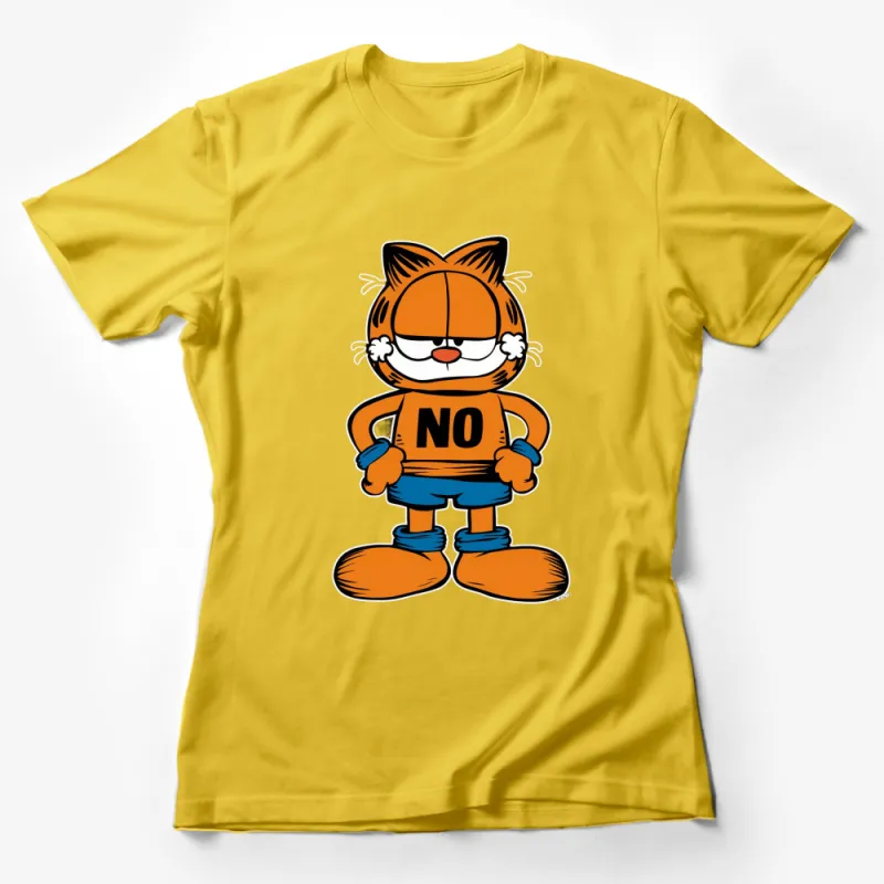 Funny Orange Cat Cartoon T-Shirt, Cool No Text Graphic Tee, Unisex Clothing Female T-Shirt