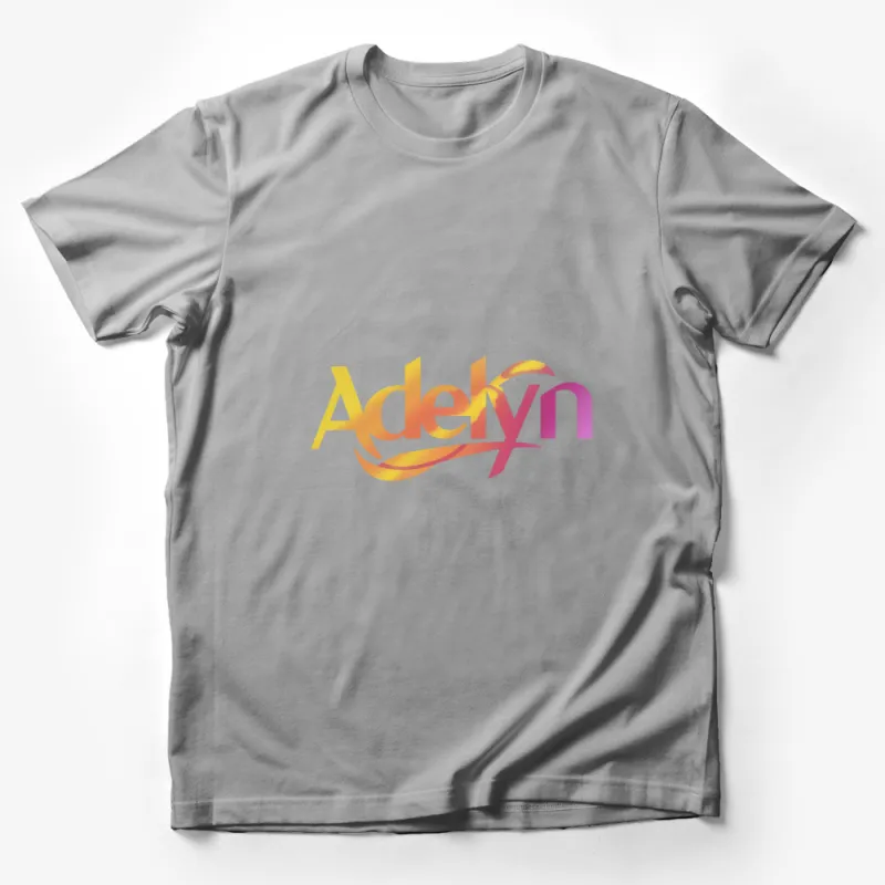 Adelyn Colorful Script Logo T-Shirt, Stylish Unisex Graphic Tee, Bold Modern Casual Wear Male T-Shirt