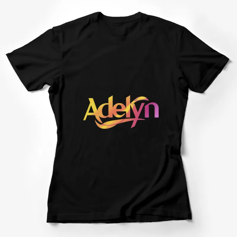 Adelyn Colorful Script Logo T-Shirt, Stylish Unisex Graphic Tee, Bold Modern Casual Wear Female T-Shirt