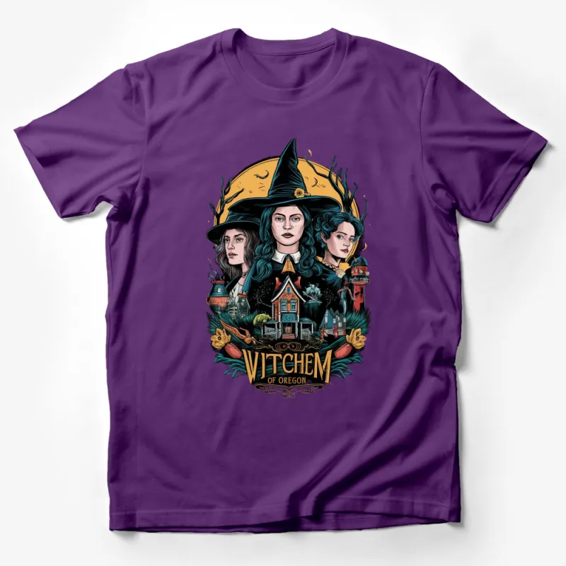 Witch of Oregon T-Shirt, Vintage Witchcraft Graphic Tee, Halloween Witchy Fashion Top, Unique Mystic Apparel Male T-Shirt