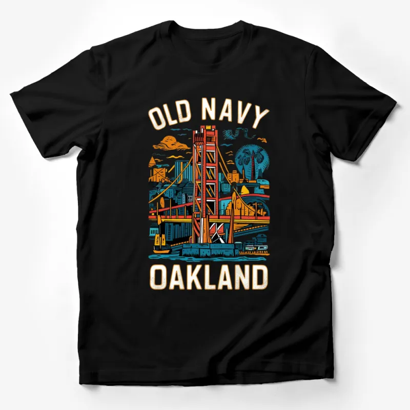 Old Navy Oakland Graphic T-Shirt Colorful Cityscape Unisex Tee Casual Wear Male T-Shirt