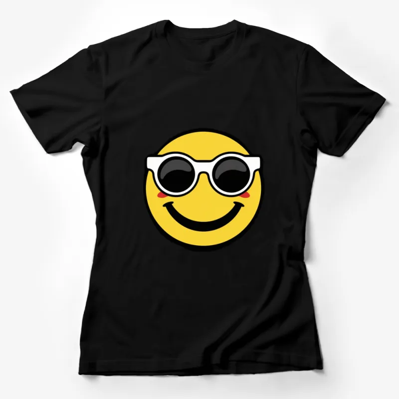 Cool Smiley Face with Sunglasses T-Shirt, Unisex Yellow Tee, Summer Casual Outfit, Trendy Graphic Shirt for All Female T-Shirt