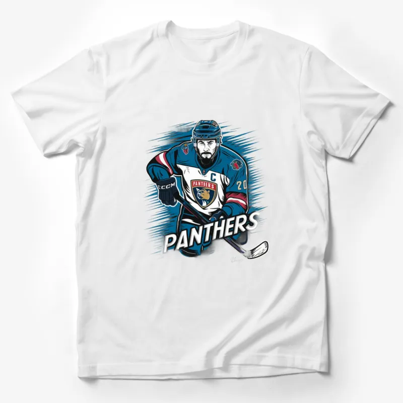 Ice Hockey Player Graphic T-Shirt, Panthers Team Captain Illustration, Sportswear Casual Tee Male T-Shirt