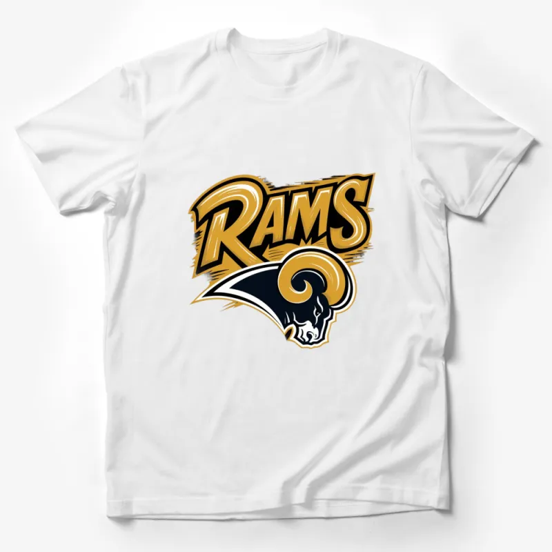 Rams Graphic T-Shirt, Bold Team Logo Design, Sports Fan Apparel, Unisex Casual Shirt Male T-Shirt