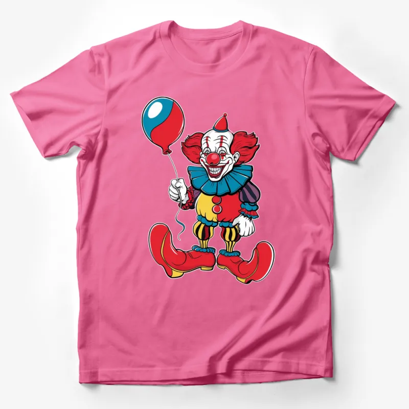 Colorful Clown T-Shirt with Balloon, Funny Circus Clown Tee, Unisex Clown Graphic Shirt for All Ages Male T-Shirt