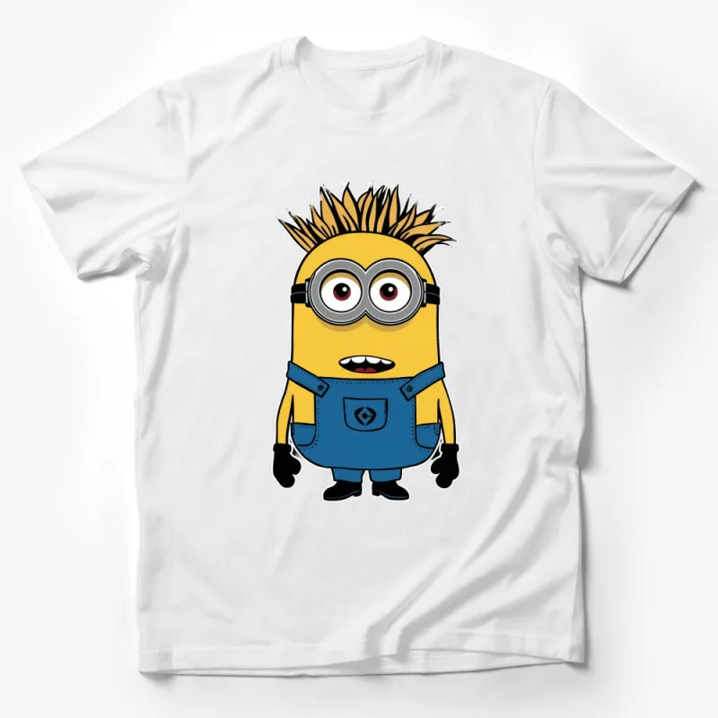 Funky Minion Graphic T-Shirt, Cool Cartoon Character Tee, Yellow and Blue, Unisex Male T-Shirt