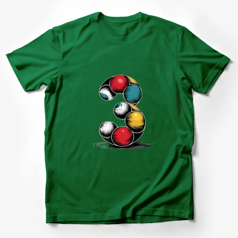 Abstract Geometric Art T-Shirt, Colorful Spheres Design, Modern Artistic Tee Male T-Shirt