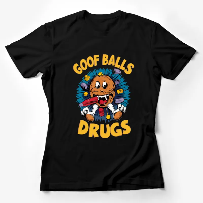 Goof Balls Drugs Cartoon T-Shirt, Funny Vintage Comic Style Tee, Unisex Graphic Shirt for Adults Female T-Shirt