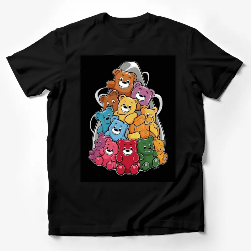 Colorful Cartoon Teddy Bears T-Shirt, Cute Bear Family, Kids and Adults Casual Wear Male T-Shirt