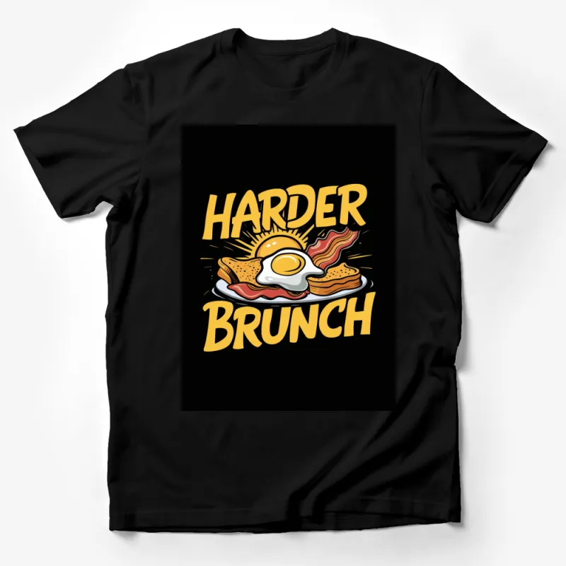 Funky Brunch T-Shirt with Egg and Bacon Graphic, Harder Brunch, Foodie Gift Male T-Shirt