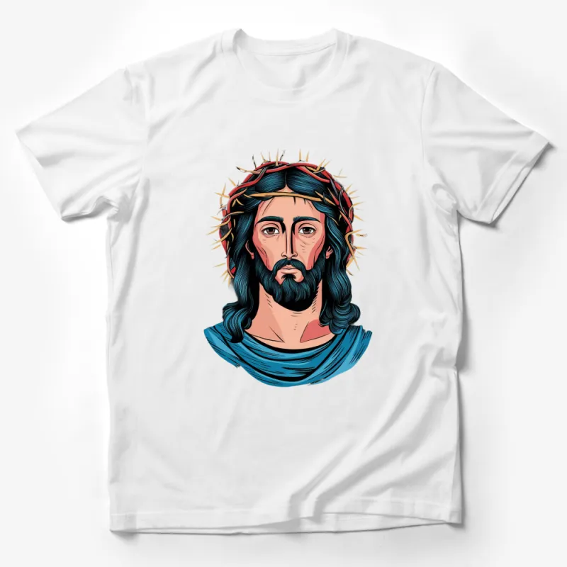 Jesus Christ Crown of Thorns Portrait T-Shirt, Religious Graphic Tee, Christian Clothing, Spiritual Gift, Unisex Adult Tee Male T-Shirt