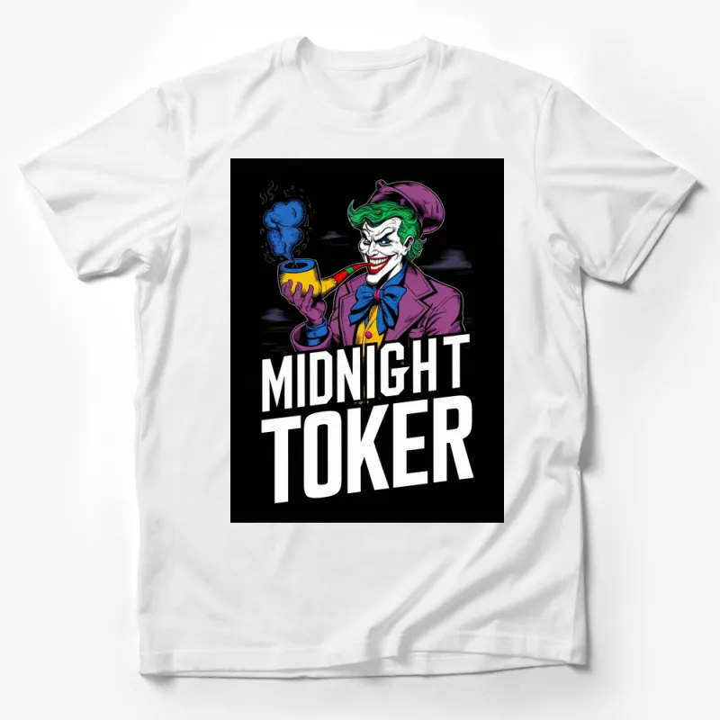 Midnight Toker Joker Graphic T-Shirt, Cool Villain Tee, Unique Comic Design, Men's and Women's Sizes Available Male T-Shirt