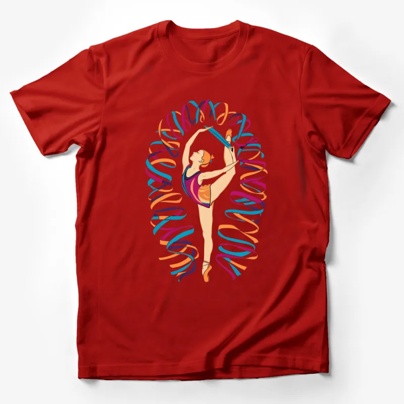 Colorful Gymnast T-Shirt, Artistic Gymnastics Graphic Tee, Women's Gymnast Apparel, Athletic Dance Clothing Male T-Shirt