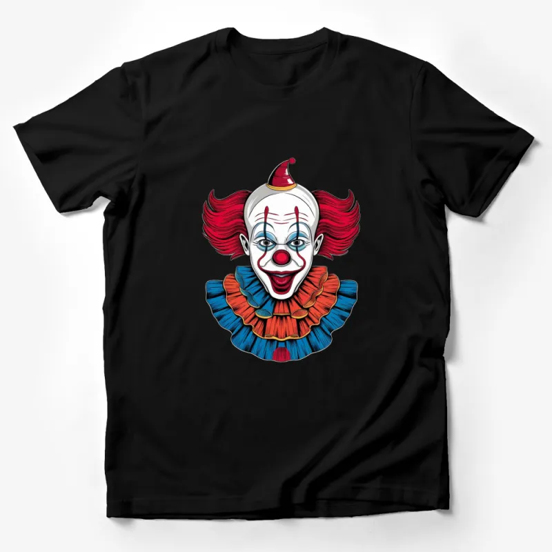 Vibrant Clown Graphic T-Shirt, Classic Red and Blue Clown Illustration, Unisex Tee Male T-Shirt