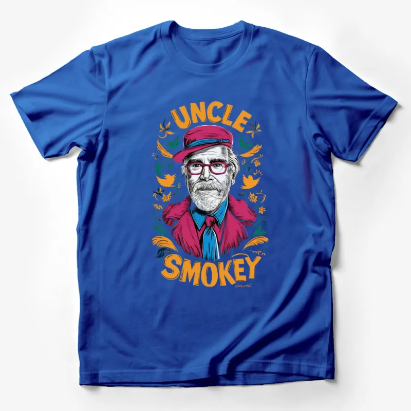 Uncle Smokey Graphic T-Shirt, Vintage Style Portrait, Colorful Men's Fashion Tee, Unique Gift Idea Male T-Shirt