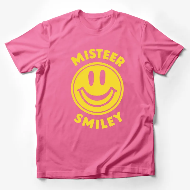 Mister Smiley Face T-Shirt, Yellow Happy Smile Graphic Tee, Positive Vibes Apparel, Unisex Fashion Male T-Shirt