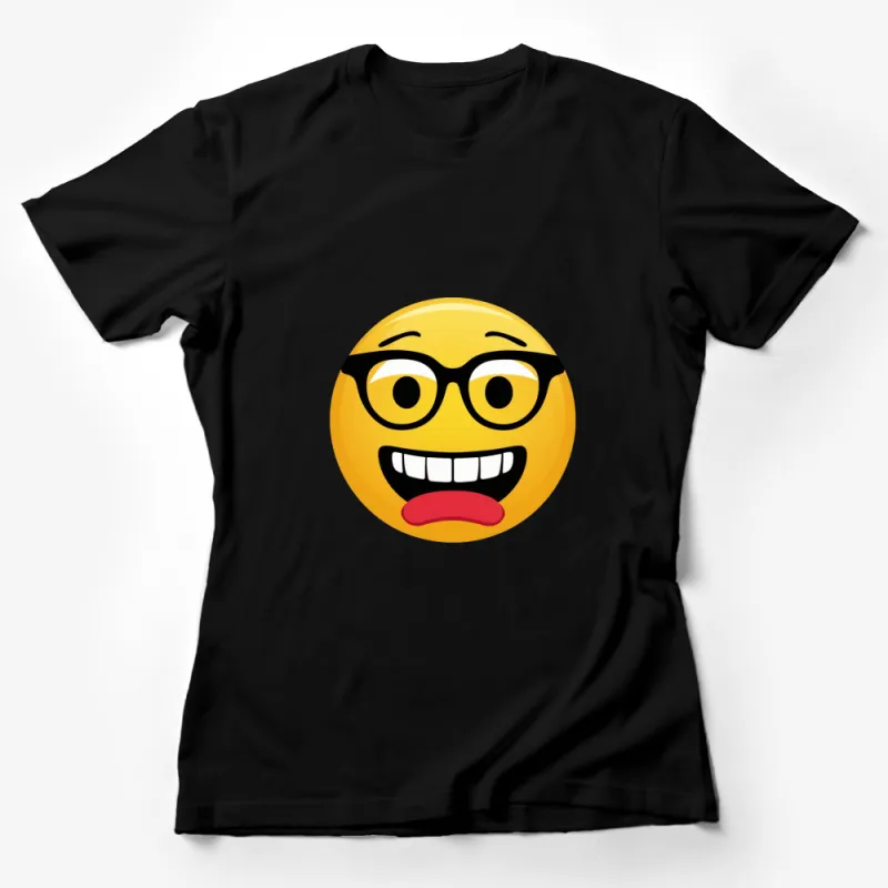 Nerd Face Emoji T-Shirt, Funny Geeky Smiley Graphic Tee, Unisex Female T-Shirt