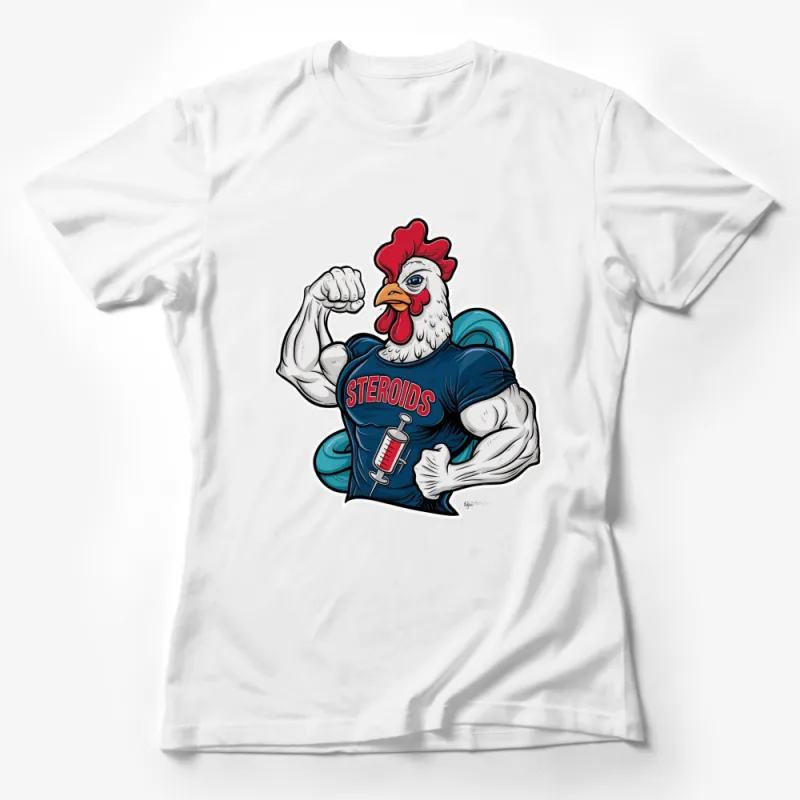 Funny Muscle Chicken T-Shirt, Workout Gym Rooster Shirt, Unique Fitness Graphic Tee, Perfect Gift for Gym Lovers Female T-Shirt